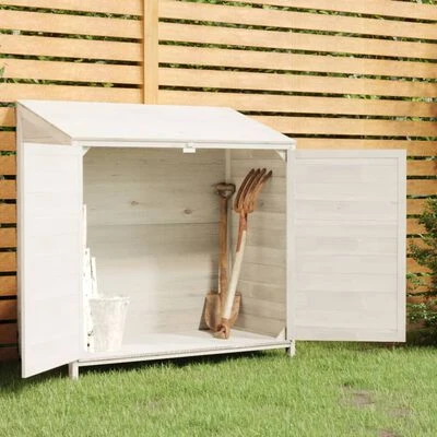 VidaXL Remise de jardin Blanc 102x52x112 cm Bois de sapin solide – Image 2