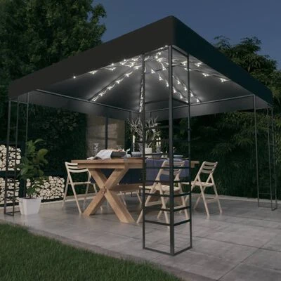 VidaXL Chapiteau de jardin avec lumières LED 3x3 m Anthracite – Image 2