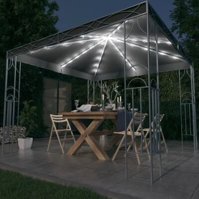 VidaXL Tonnelle avec guirlande lumineuse à LED 300x300 cm Anthracite – Image 2