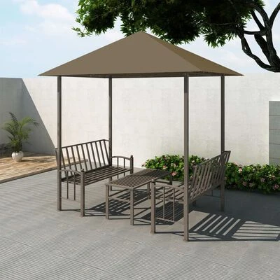 VidaXL Pavillon de jardin et table et bancs 2,5x1,5x2,4m Taupe 180g/m² – Image 2