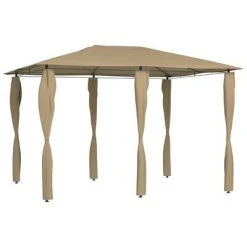 VidaXL Belvédère avec revêtement de poteaux 3x4x2,6 m Taupe 160 g/m²