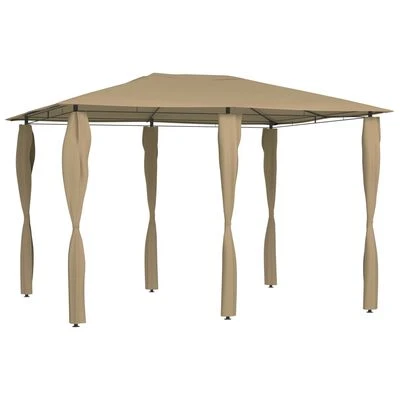 VidaXL Belvédère avec revêtement de poteaux 3x4x2,6 m Taupe 160 g/m²