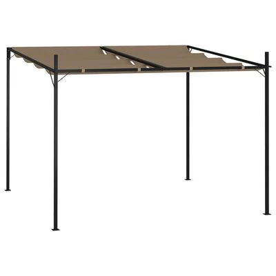 VidaXL Belvédère avec toit rétractable 300x300x233 cm Taupe