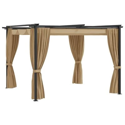 VidaXL Tonnelle avec rideaux 3x3 m Taupe Acier