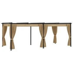 313900 vidaXL Gazebo with Curtains 6x3 m Taupe Steel (not for individual sales / blocked all in blockcades)