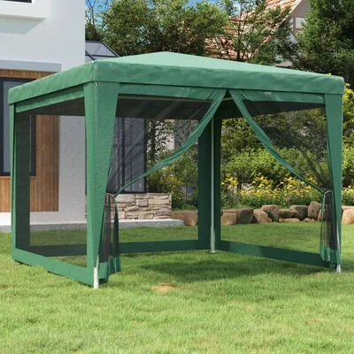 VidaXL Tente de fête avec 4 parois latérales en maille Vert 3x3 m PEHD – Image 2