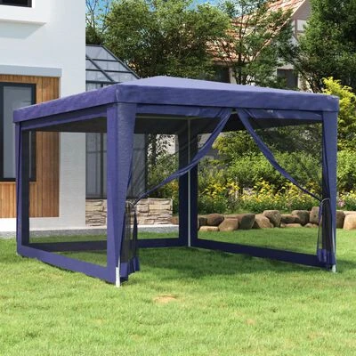 VidaXL Tente de fête avec 4 parois latérales en maille Bleu 3x4 m PEHD – Image 2