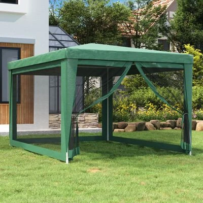 VidaXL Tente de fête avec 4 parois latérales en maille Vert 3x4 m PEHD – Image 2
