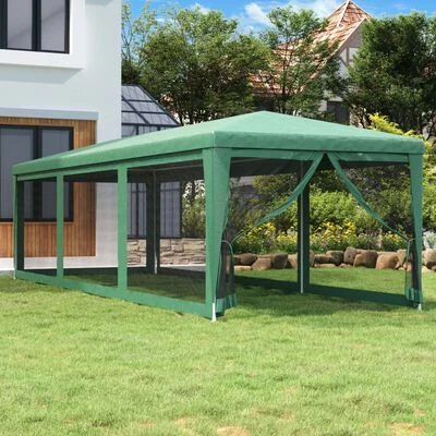 VidaXL Tente de fête avec 8 parois latérales en maille Vert 3x9 m PEHD – Image 2