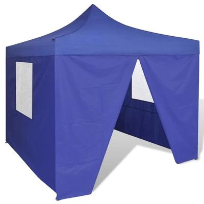 VidaXL Tente pliable avec 4 parois Bleu 3 x 3 m
