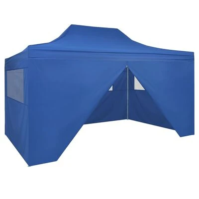 VidaXL Tente pliable avec 4 parois latérales 3 x 4,5 m Bleu