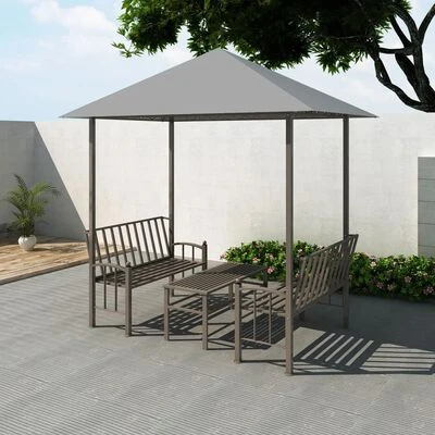 VidaXL Chapiteau de jardin avec table et bancs 2,5x1,5x2,4m Anthracite – Image 2