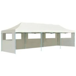VidaXL Tente de réception pliable avec 5 parois 3x9 m Blanc cassé