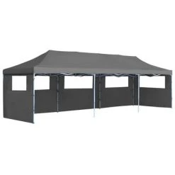 VidaXL Tente de réception pliable avec 5 parois 3 x 9 m Anthracite