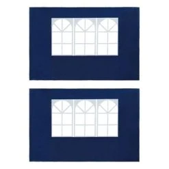 VidaXL Paroi de tente de réception 2 pcs avec fenêtre PE Bleu