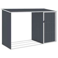 VidaXL Abri à bois de jardin Anthracite 245x98x159 cm Acier galvanisé