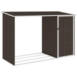 VidaXL Abri à bois de jardin Marron 245x98x159 cm Acier galvanisé