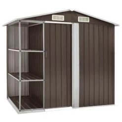 VidaXL Abri de jardin avec étagère Marron 205x130x183 cm Fer