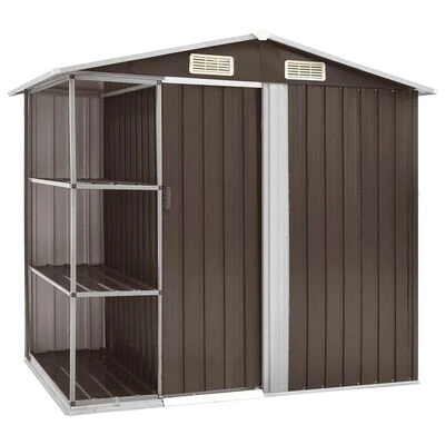 VidaXL Abri de jardin avec étagère Marron 205x130x183 cm Fer