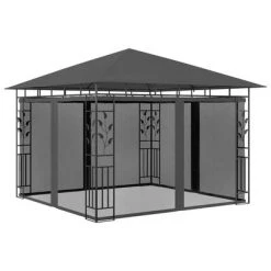VidaXL Belvédère avec moustiquaire 3x3x2,73 m Anthracite 180 g/m²