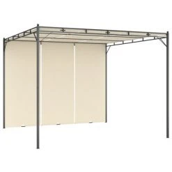 VidaXL Belvédère de jardin avec rideau latéral 3x3x2,25 m Crème