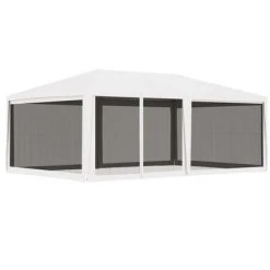 VidaXL Tente de réception avec 4 parois latérales en maille 4x6m Blanc
