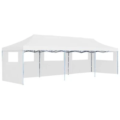 VidaXL Tente de réception escamotable pliable avec 5 parois 3x9m Blanc