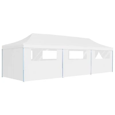 VidaXL Tente de réception escamotable avec 8 parois 3 x 9 m Blanc