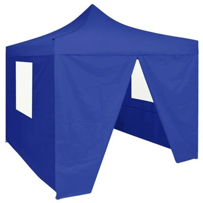 VidaXL Tente de réception pliable avec 4 parois 2x2 m Acier Bleu