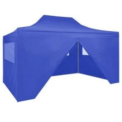 VidaXL Tente de réception pliable avec 4 parois 3x4 m Acier Bleu
