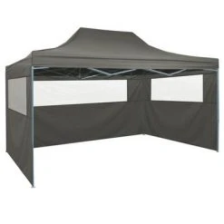 VidaXL Tente de réception pliable avec 3 parois 3x4 m Acier Anthracite