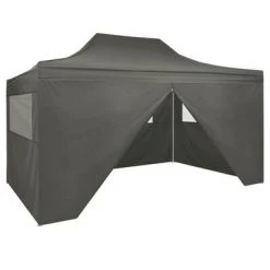 VidaXL Tente de réception pliable avec 4 parois 3x4 m Acier Anthracite
