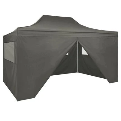VidaXL Tente de réception pliable avec 4 parois 3x4 m Acier Anthracite