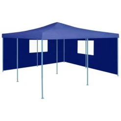 VidaXL Belvédère pliable avec 2 parois 5x5 m Bleu