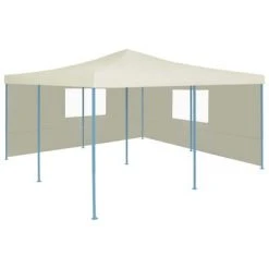 VidaXL Belvédère pliable avec 2 parois 5x5 m Crème
