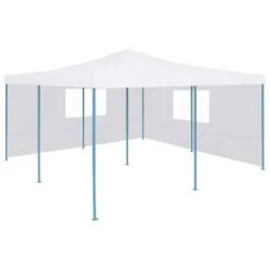 VidaXL Belvédère pliable avec 2 parois 5x5 m Blanc