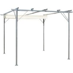 VidaXL Pergola avec toit rétractable Blanc crème 3 x 3 m Acier