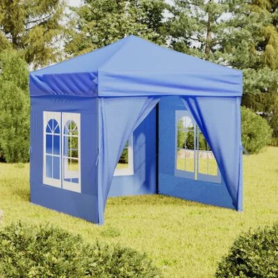 VidaXL Tente de réception pliable avec parois Bleu 2x2 m – Image 2