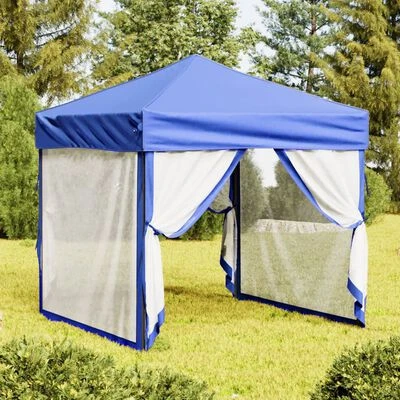 VidaXL Tente de réception pliable avec parois Bleu 2x2 m – Image 2