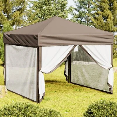 VidaXL Tente de réception pliable avec parois Taupe 3x3 m – Image 2