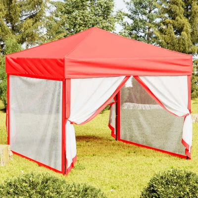 VidaXL Tente de réception pliable avec parois Rouge 3x3 m – Image 2