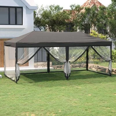VidaXL Tente de réception pliable avec parois Anthracite 3x6 m – Image 2