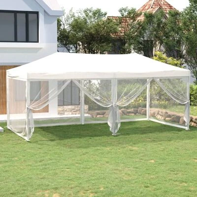 VidaXL Tente de réception pliable avec parois Blanc 3x6 m – Image 2