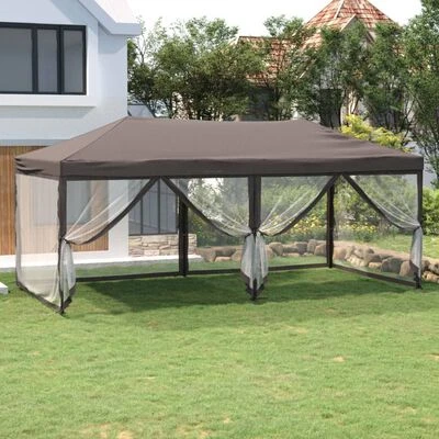 VidaXL Tente de réception pliable avec parois Taupe 3x6 m – Image 2