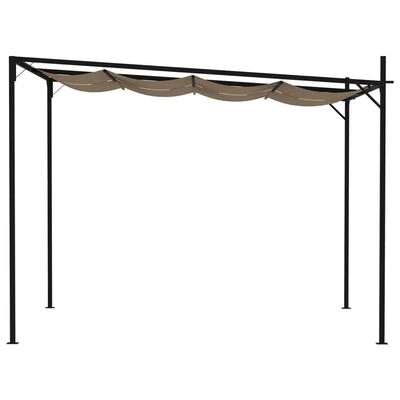 VidaXL Belvédère avec toit rétractable 300x300x233 cm Taupe – Image 2
