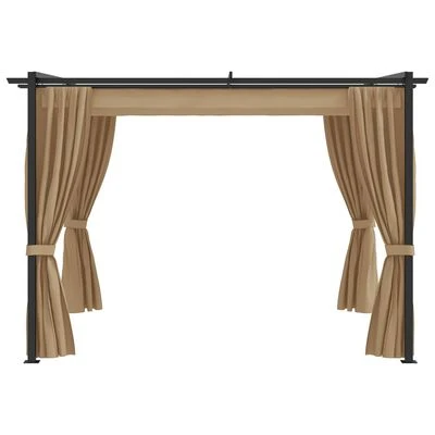VidaXL Tonnelle avec rideaux 3x3 m Taupe Acier – Image 2