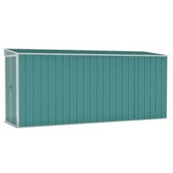 VidaXL Abri de jardin mural Vert 118x382x178 cm Acier galvanisé