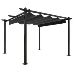 VidaXL Tonnelle de jardin avec toit rétractable 3x3 m Anthracite