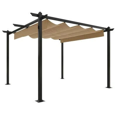 VidaXL Tonnelle de jardin avec toit rétractable 3x3 m Taupe