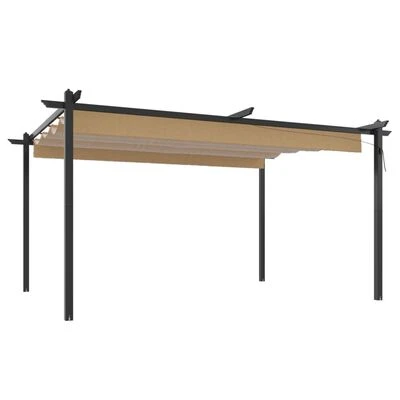 VidaXL Tonnelle de jardin avec toit rétractable 4x3 m Taupe